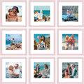 Vittanly 12x12 Picture Frame Set of 9 - Display 8x8 Photos with Mat or 12x12 Without Mat, Wall Mount Frames for Home Decor, Horizontal or Vertical (Pink)-Ruum Studio Home