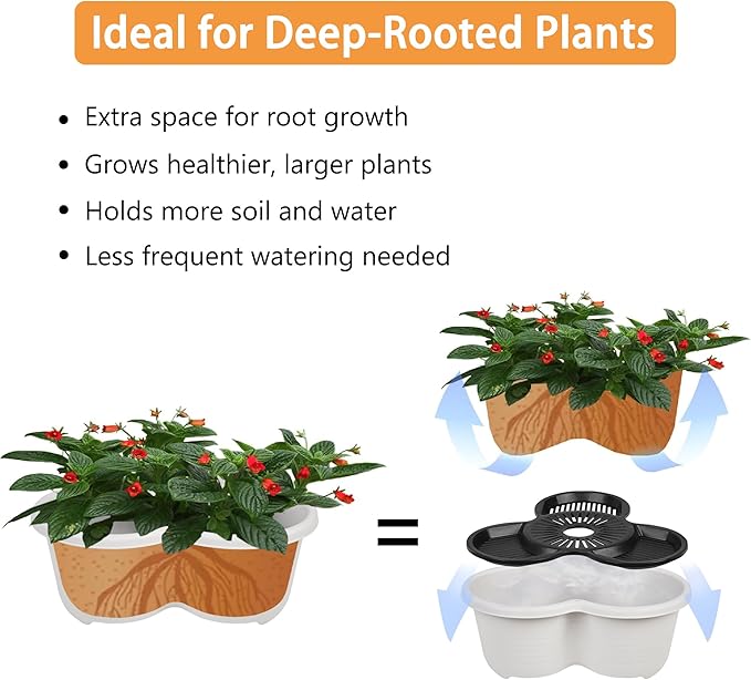 VECELO 5 Tier Vertical Garden Planter, Self Watering Stackable Planters with Wheels for Strawberries, Herbs, Flowers, Vegetables, Gray-Ruum Studio Home