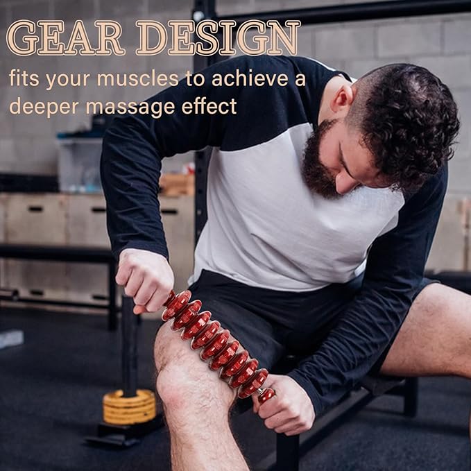 Liitrton Manual Wooden Fascia Massage Roller Trigger Points for Release Cellulite Sore Muscle Blasting (Red)-Ruum Studio Home