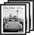 20x24 Picture Frame Set of 3, Textured Black Solid Wood Poster Frame, Wall Gallery Frame-Ruum Studio Home