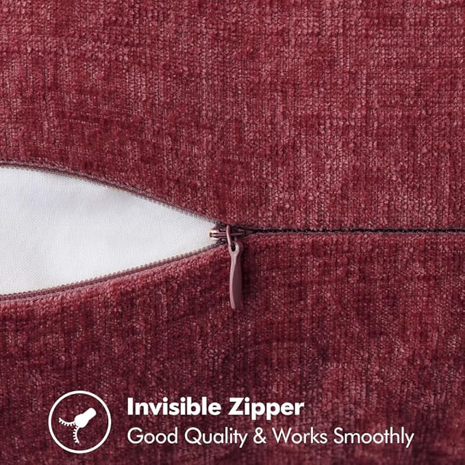 MIULEE Pack of 2 Christmas Pillow Covers 18x18 Inch Burgundy Red Farmhouse Decorative Throw Pillow Covers with Stitched Edge Soft Chenille Solid Dyed Couch Pillow Covers for Sofa Bed Living Room-Ruum Studio Home