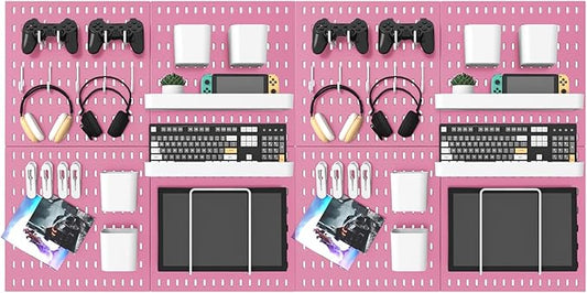 Pegboard Combination Kit, 25.2" x 50.4" Wall Mounted Storage Set with 8 Pegboards & 40 Accessories Hanging, Peg Boards Organizer-Ruum Studio Home