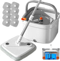 KZKR Spin Mop and Bucket Set with Self Separation Dirty and Clean Water System, Self Wringing 360° Rotating Square Mop Head for Home Floors Cleaning (1.0 Mop and Bucket Set (10 Pads))-Ruum Studio Home