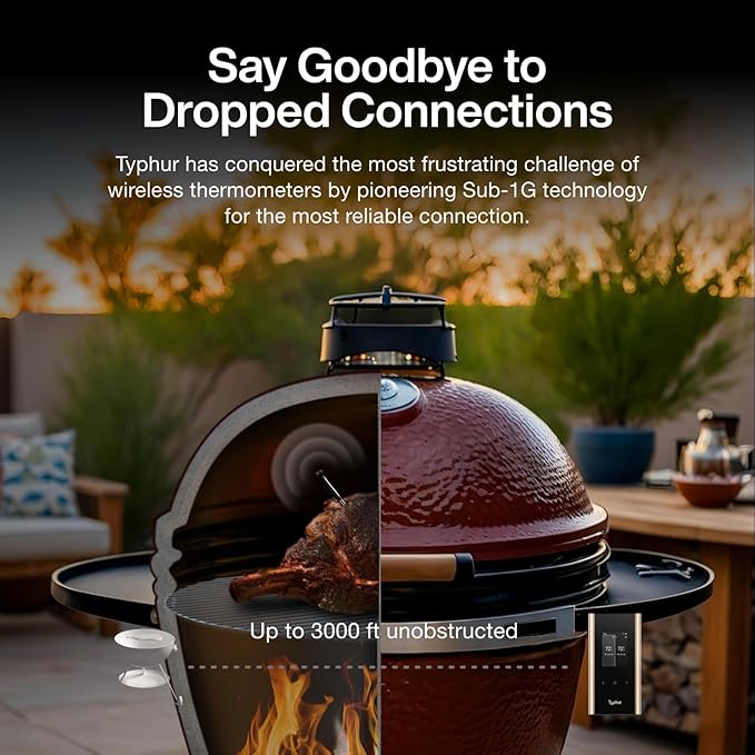 Sync Gold Wireless WiFi Meat Thermometer, 2 Slim Probes, 6 Sensors, 10x Stronger Signal, ±0.5℉ Accuracy, Smart Base Direct Setup, Reliable Reading Through Kamado Grill, BBQ, Oven, Smoker, Air Fryer-Ruum Studio Home