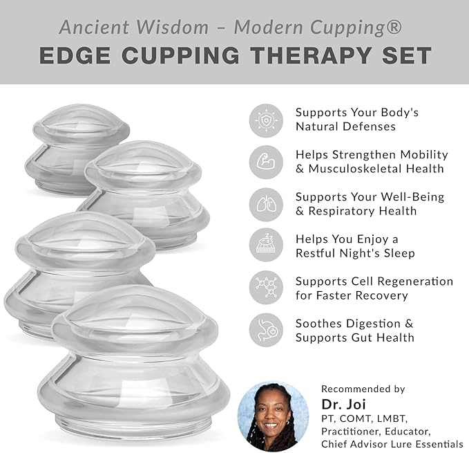 Silicone Cupping Therapy Set Professional Massage Cupping Cups for Cupping Therapy - 8 Cup Kit for Massage, Myofascial Release, Cellulite Reduction - Pack of 2 (Lure Clear)-Ruum Studio Home
