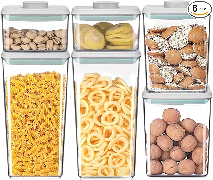 Pop Containers with Lids - Stackable Airtight Food Storage, Kitchen Pantry Storage Containers for Snacks Candy Salt Herbs Spices BPA-Free ((500ML+1200ML+1800ML)*2)-Ruum Studio Home