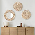 TEIPAI Boho Decorative Mirror for Living Room, 3PCS Handcrafted Mother of Pearl Mirror Wall Decor for Home Dorm Apartment Hallway Staircase, Mosaic Art Plates for Wedding Decoration (Dark Brown)-Ruum Studio Home