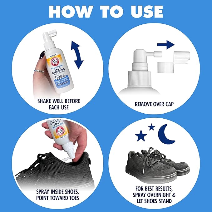 Arm & Hammer Shoe Refresher Spray, Odor Eliminator for Sneakers, 24 Odor & Wetness Control, Aerosol-Free Shoe Deodorizer Spray, Ocean Blast Scent, 3.4 oz-Ruum Studio Home
