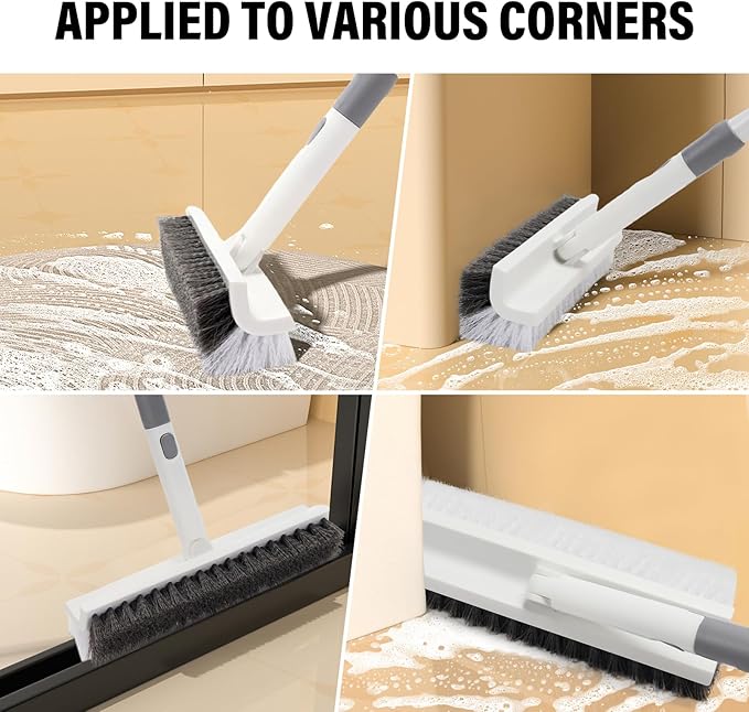 Scrub Brush Floor Brush with Long Handle,Double-Sided V-Shaped Scrub Brush，Shower Floor Scrubber for Cleaning, Tile Scrub Brush with Stiff Bristles, 52'-Ruum Studio Home