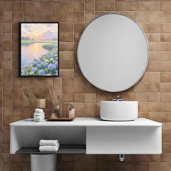 The hydrangea scenery all over the lake at sunset is suitable for posting in the living room bedroom office landscape poster wall painting-Ruum Studio Home