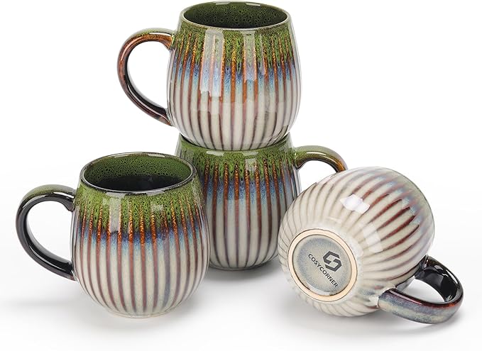 CosyCorner Ceramic Coffee Mugs Set, 17 oz Large Coffee Cups for Home and Office, Ceramic Cup for Coffee & Tea（B×4 pcs）-Ruum Studio Home