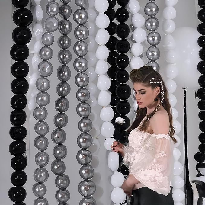 Silver Link Balloons, 60PCS Linking Balloons with Tail for Balloon Wall Arch and Chains, Quick Linkable Balloon for Wedding Birthday Baby Shower Engagement Graduation Party Decorations (6inch)-Ruum Studio Home