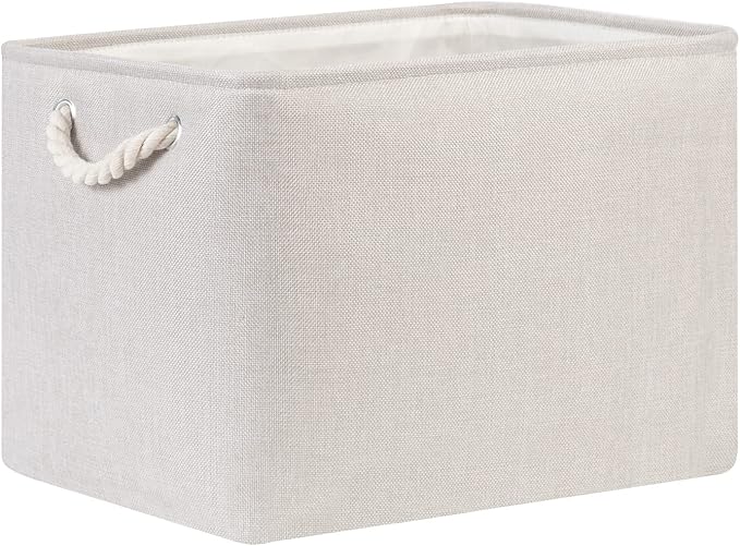 Bidtakay Large Fabric Storage Bins Beige Linen Closet Organizers Set of 2 Baskets for Shelves Clothes Bedroom 16x11.8x11.8 Inch Foldable Organization Baskets for Towels Blankets Storage Dog Toys-Ruum Studio Home