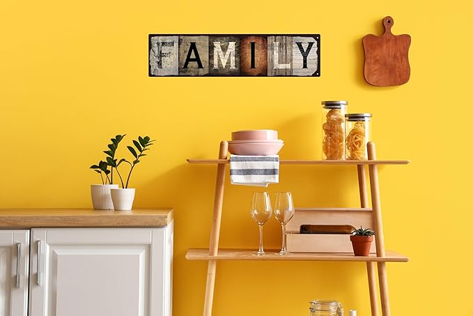Vintage Tin Sign Retro Metal Family Signs for Home Decor Stylish Wall Art Plaques Gift for Home Bathroom Kitchen and Gothic Wall Decor in Every Room 16x4 in-Ruum Studio Home