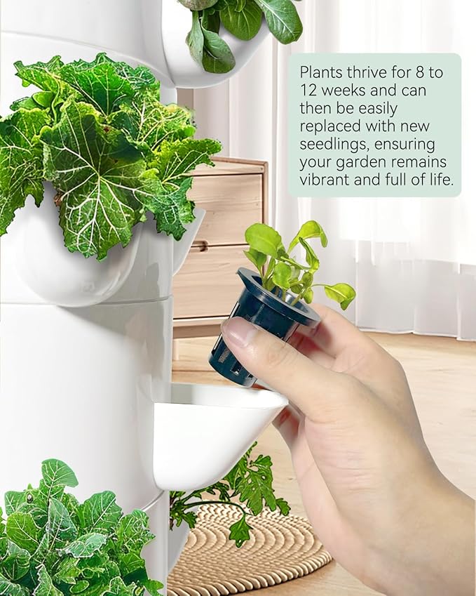 Vertical Hydroponics Growing System Kit, Indoor Outdoor Gardening System Kits, Herb & Fruits Growing Tower, 6 Layer 30 Pods-Ruum Studio Home