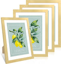 10x14 Picture Frame Set of 4, 10 x 14 Wood Photo Frames with Mat for 8x12 or 30x40cm Diamond Painting Art, Wooden Frame with Real Glass Cover for Wall and Tabletop Display,Gold-Ruum Studio Home