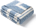 Snuggle Sac Stripe Blue Blankets Luxurious Microfiber Fabric, Reversible Super Soft Bedding Blankets Warm Cozy Knit Fuzzy Plush Blanket for Bed,Couch,Sofa,Living Room, Blue Stripe,60x80 inches-Ruum Studio Home