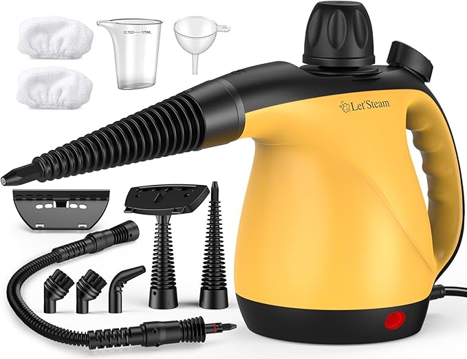 Multi-Surface Portable Steam Cleaner with 11Pcs Accessories, Chemical-Free Pressurized Steamer for Cleaning, Hand Held Steamer for Car, Furniture, Floor, Tile Grout and Home Use-Ruum Studio Home