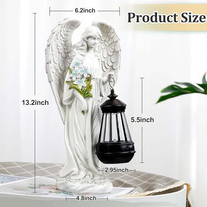 Solar Angel Outdoor Garden Decor Statues – 13.2 inches Solar Outdoor Sculptures for Outside Yard Art Patio Balcony Front Lawn Ornaments Gifts for Mom Grandma Women-Ruum Studio Home