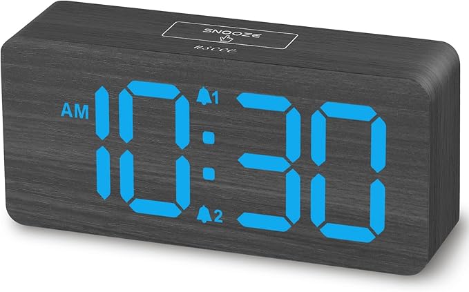 uscce Wooden Digital Alarm Clocks for Bedrooms: Dimmable Dual Alarm Clock with Large Numbers for Bedside Desk - Loud Alarm for Heavy Sleepers with Volume Control - Wood Decor & Gifts-Ruum Studio Home