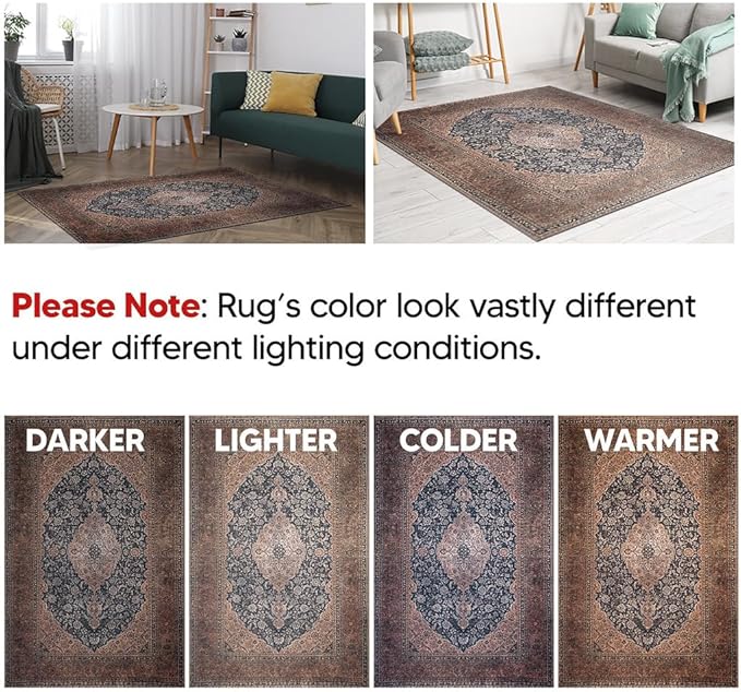 Keen Home Design 2x3 Rug - Machine Washable Entry Rug with Non-Slip Backing, Ideal for Enteryway, Kitchen, Bathroom, Laundry Room - Vintage, Easy Clean, Durable, Low Pile Rug - (2' x 3')-Ruum Studio Home