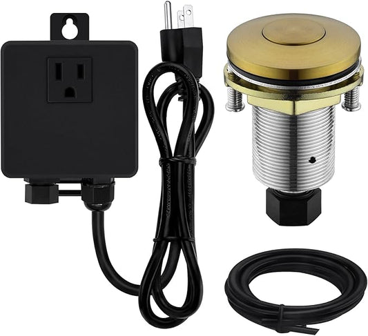 Garbage Disposal SinkTop Air Switch Kit with Stainless Steel Button, Champagne Gold-Ruum Studio Home