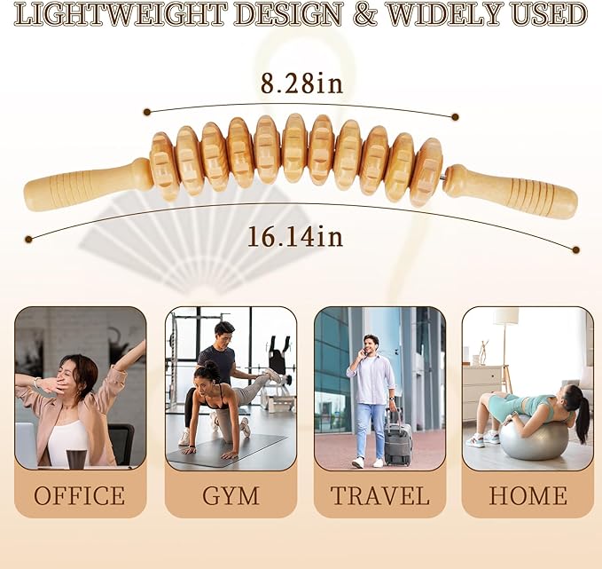 Liitrton Wood Therapy Fasci Massage Tools, Curved Wooden Massage Roller Cellulite Reduction and Muscle Tension (Wood)-Ruum Studio Home