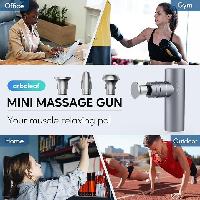 arboleaf Massage Gun Deep Tissue with Metal Head, Full-Metal Electric Portable Hand Held Massager Gun with Case for Back, Body Sore Muscles, Pain Relief, Gifts for Dad, Office, Home, Athletes-Ruum Studio Home