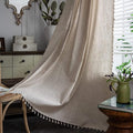 Sutuo Home Boho Curtain for Farmhouse Bedroom, Natural Linen Look Textured Burlap Rod Pocket Chic Semi Blackout Bohemian Handmade Tassels Window Treatment for Living Room, 1 Panel 59" W x 108" L-Ruum Studio Home