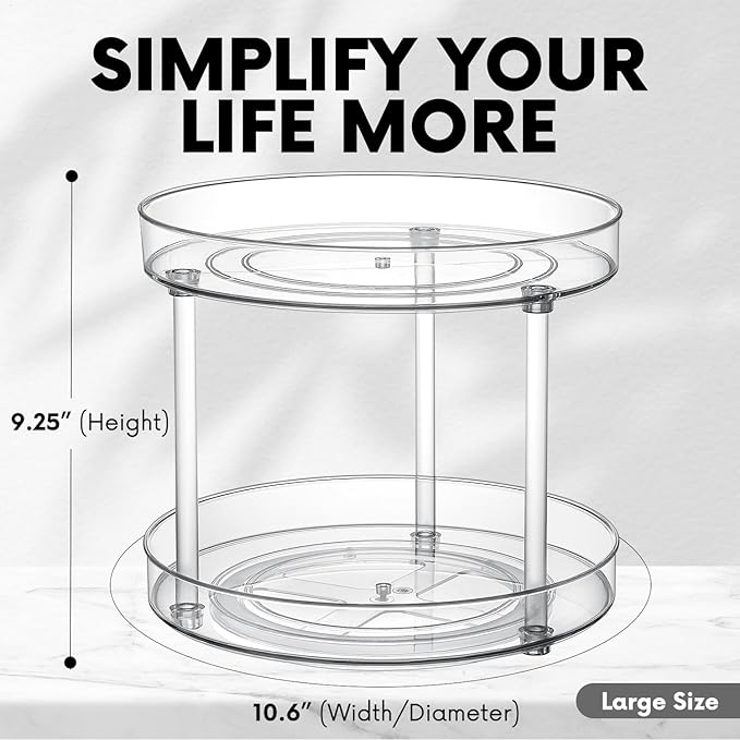 Clear Lazy Susan Organizer, Rotating Kitchen Pantry Organization and Storage, Medicine Cabinet Organizer, Lazy Susan Turntable Organizer for Cabinets, Bathroom, Refrigerator, Dresser, Spice Organizer-Ruum Studio Home