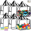 6 Packs Widen X-Large Toy Storage Bags 12.6×9.25×6.9In with Labels, Reusable Clear PVC Board Game Storage, Travel Waterproof Organizer Bags with Zipper for Building Blocks, Puzzle, Stuffed Animals-Ruum Studio Home