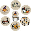 Halloween Coaster for Drinks Set of 6 with Metal Holder and Cork Base Ceramic Drink Coasters Absorbent Cup Mat Non-Slip for Home Kitchen Office Table Decor, 4 Inch-Ruum Studio Home