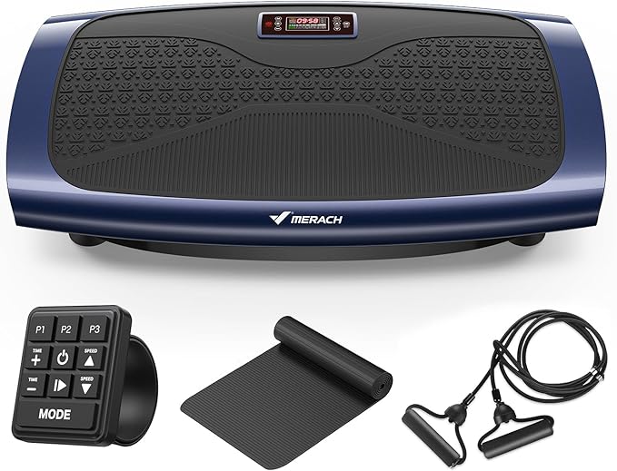 MERACH Vibration Plate Exercise Machine, 3D & 4D Vibration Plate with 2 Tension Ropes LED Display, Whole Body Vibration Platform for Women Men, Exercise Equipment for Home-Ruum Studio Home