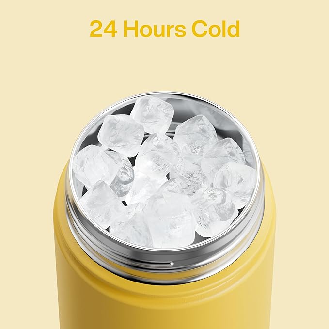Insulated Water Bottle with Straw Stainless Steel Water Bottle, Leak-Proof, BPA-Free, Double Wall Vacuum Keeps Cold for 24 Hours for Sports, Travel, School (26 oz, Elfin Yellow)-Ruum Studio Home