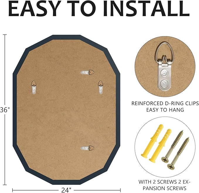 Bathroom Mirrors for Over Sink, Round Frameless Mirrors for Wall, 24x36 Inch Beveled Bathroom Mirror, Bathroom Vanity Circle Mirror for Bedroom Living Room Entryway Home Decor-Ruum Studio Home
