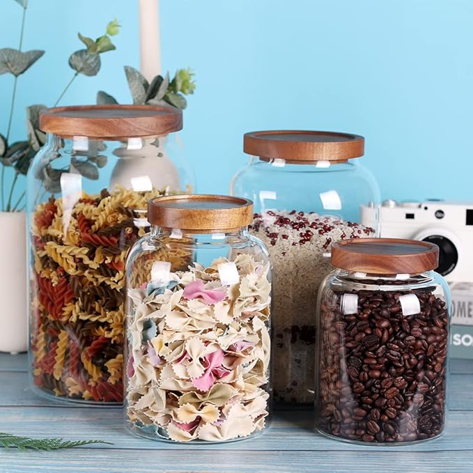 1 Gallon Glass Jar with Airtight Lid and Anti-Skid Bottom for Dry Food Storage-Ruum Studio Home