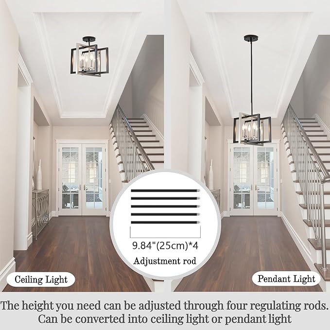 ANKYLHUA Black Nickel Chandelier,6-Lights Ceiling Light Fixture E12,Adjustable Hight Pendant Lights Kitchen Island,Chandeliers for Dining Room Bedroom,Entryway,Foyer-Ruum Studio Home