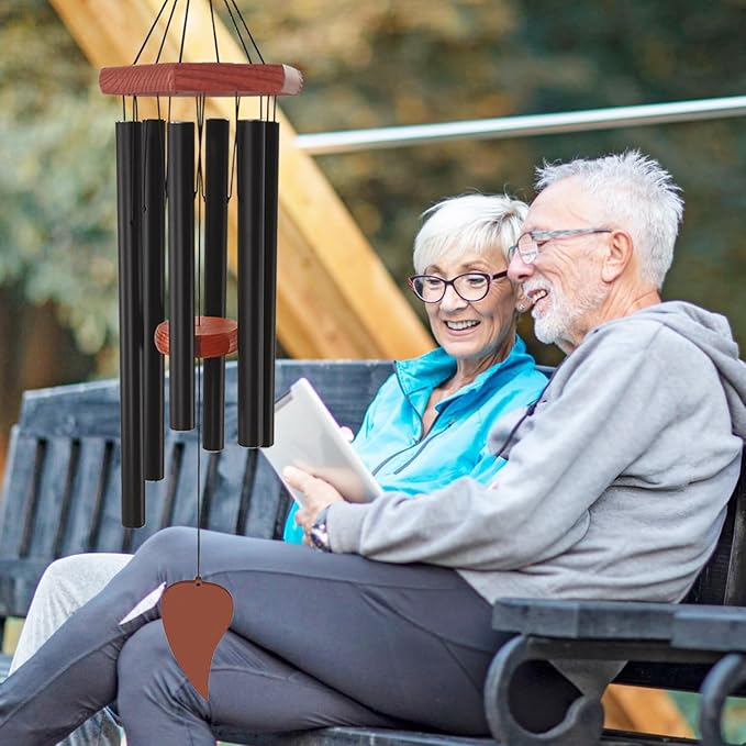 Wind Chimes for Outside, Memorial Wind Chimes with 6 Long Metal Tubes, Sympathy Wind Chime with Sound, Perfect for Garden, Patio and Yard-Ruum Studio Home