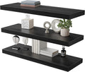 Large Floating Shelves for Wall Set of 3 Wooden Wall Shelves 36 in x 12.75 in x 2 in Room Decor Long Shelf with Invisible Wall Mount Bracket for Bedroom Kitchen Living Room Black Wood-Ruum Studio Home