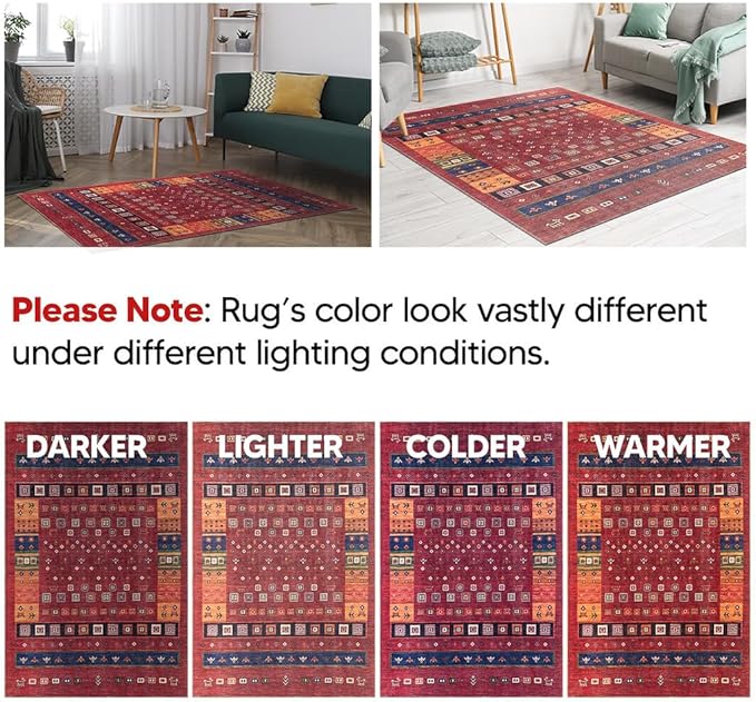 Keen Home Design 8x10 Rug - Machine Washable Area Rug with Non-Slip Backing, Ideal for Living Room, Dining Room, Bedroom - Vintage, Easy Clean, Durable, Low Pile Rug - (8' x 10')-Ruum Studio Home