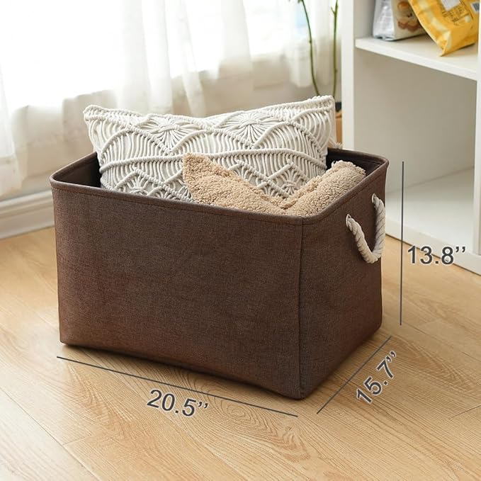 TheWarmHome Organization and Storage for Organizing - Extra Jumbo 3 Pack 20.5x15.7x13.8 inch Fabric Storage Bin for Shelves, Storage cubes for Decorative Shoes Towel Blanket Closet (Brown)-Ruum Studio Home