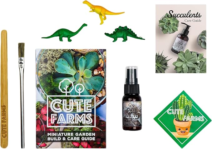 Cute Farms Terrarium Starter Kit | Moss, Vermiculite, Soil, Pebbles, Plant Food, & Finishing Tools (Medium Kit + Live Plants)-Ruum Studio Home