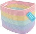 OrganiHaus Rainbow Woven Storage Baskets for Organizing, Cotton Rope Organizer Bins for Shelves, Closet & Nursery, Dog Toy Basket, Decorative Bins for Toys, Towels & Books - 15x10x9-Ruum Studio Home
