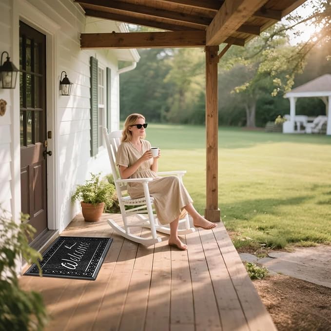 Yimobra Welcome Mat, Heavy Duty Durable Door Mats for Home Entrance Outdoor Indoor, Front Doormat for Outside Patio Floor Entry Porch Garage Office, Waterproof, Low Profile, 29.5 x 17, Black-Ruum Studio Home