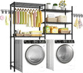 Ulif U5 Over the Washer and Dryer Storage Shelf, Laundry Room Space Saver Bathroom Storage and Organizer Rack for Hanging Towels and Drying Clothes with 5 Wire Shelves, 58.2"W x 13.4"D x 77.5"H, Black-Ruum Studio Home