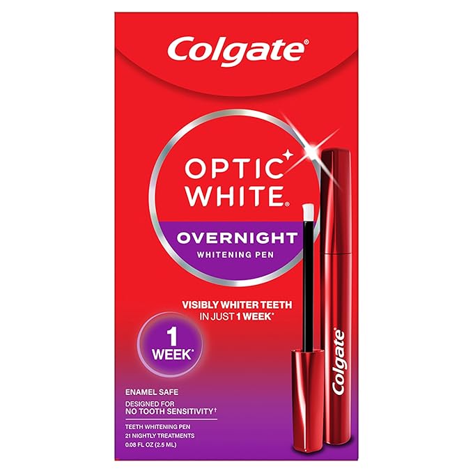 Colgate Optic White Overnight Teeth Whitening Pen, Teeth Stain Remover to Whiten Teeth, 35 Nightly Treatments, 0.08 Fl Oz-Ruum Studio Home