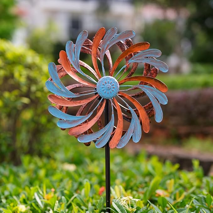 Viveta Wind Spinner for Yard and Garden, Metal Windmill Spinning Kinetic Wind Spinners for Outside Yard Patio Lawn Decor 13”D*57.5“H-Ruum Studio Home