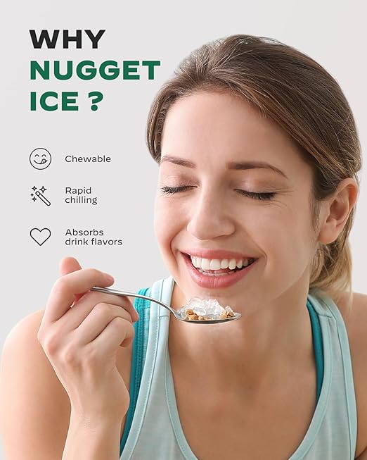 Silonn Nugget Ice Maker Countertop, Pebble Ice Maker with Soft Chewable Ice, Ready in 6 Mins, 34lbs Per Day, One-Click Operation Ice Machine with Self-Cleaning, for Home, Kitchen, Party, RV, Camping-Ruum Studio Home