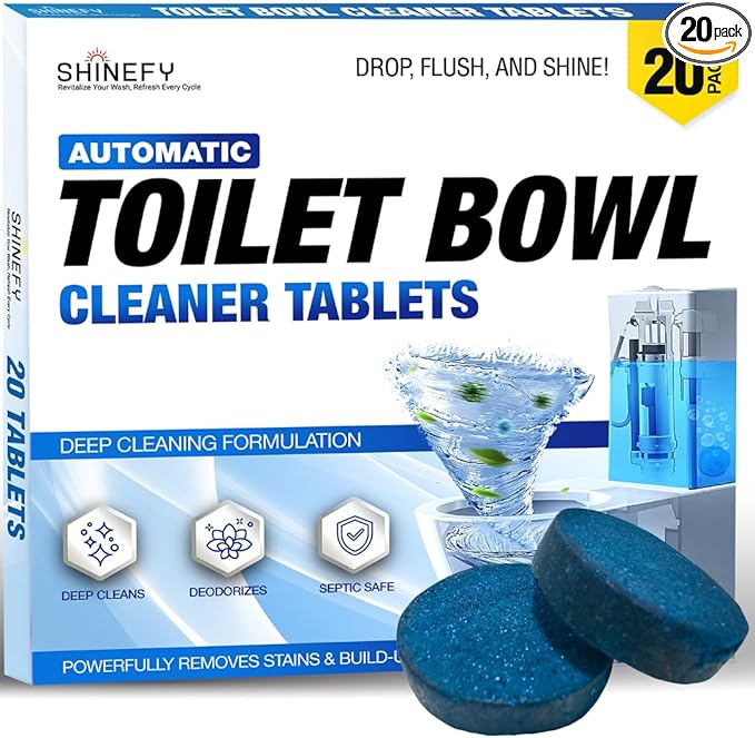 Automatic Toilet Bowl Cleaner Tablets – 20 Tabs - Blue Gel Toilet Tank Cleaners, Hard Water Ring Remover, Septic-Safe Heavy-Duty Stain & Smell Eliminator, Toilet Cleaning & Deodorizer-Ruum Studio Home