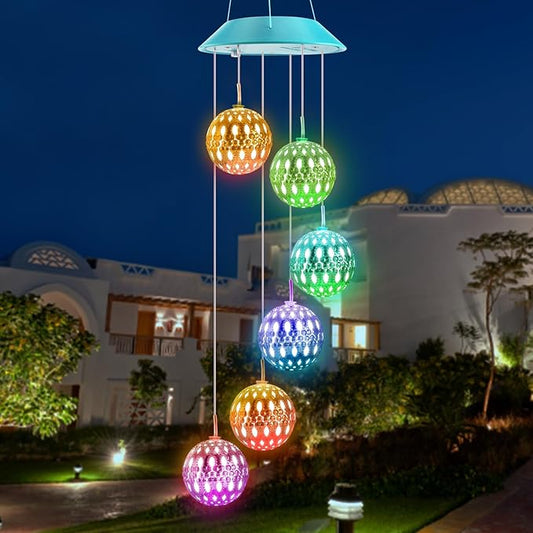 Toodour Solar Wind Chime, Color Changing Moroccan Ball Wind Chimes, LED Decorative Mobile, Gifts for Mom, Waterproof Outdoor Decorative Lights for Garden, Patio, Party, Yard, Outdoor Decorations-Ruum Studio Home